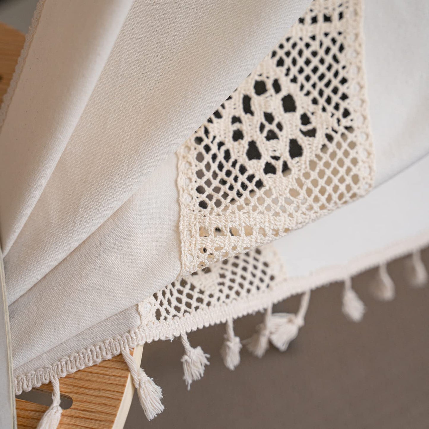 Panels Boho Windows Sheer Curtains Crochet Vintage Cotton Tassel Window Curtains Panels for Bedroom Living Room (Crochet Cotton Cream)