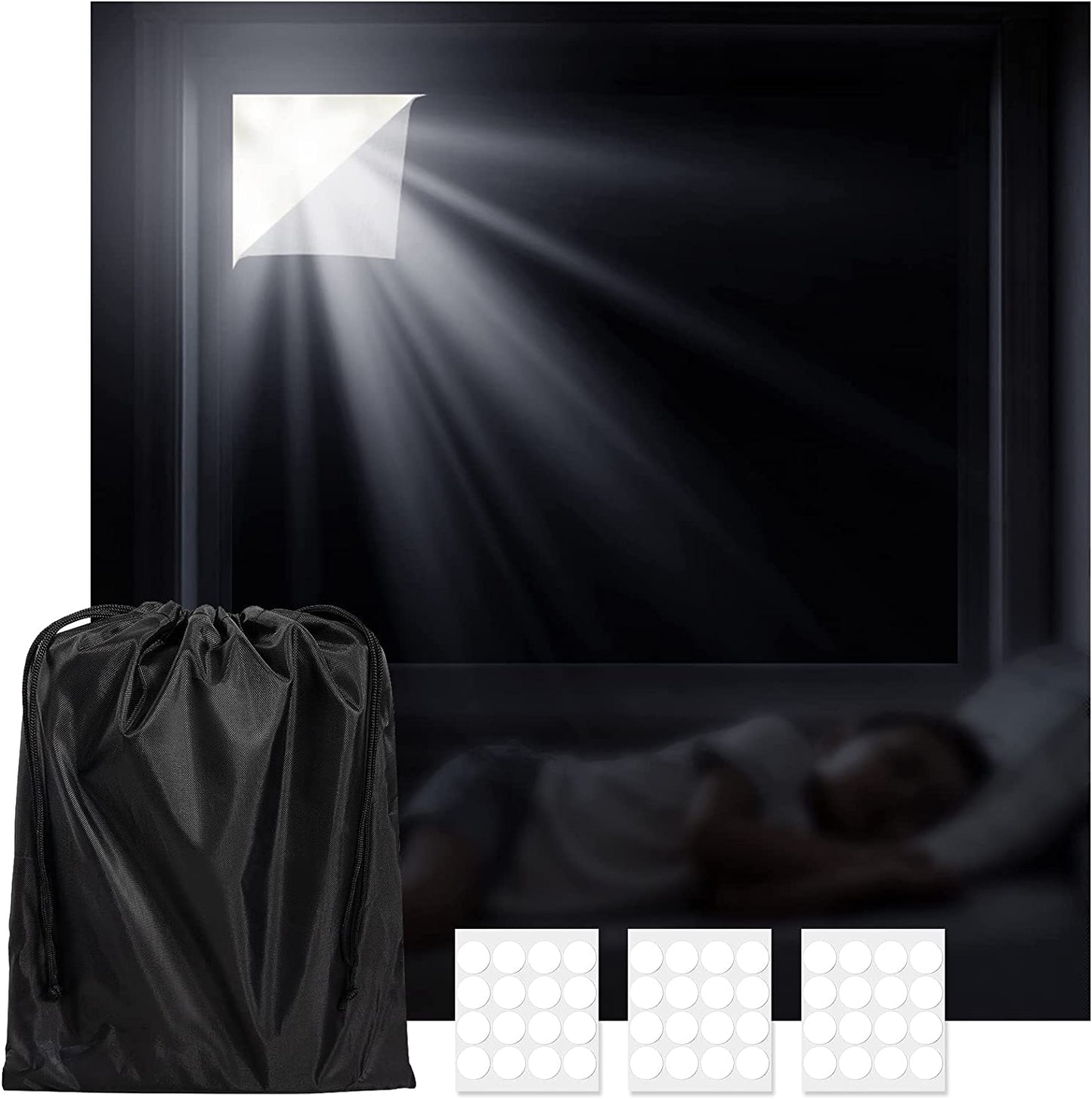 Portable Blackout Curtains,100% Blackout Shades for Bedroom Travel Apartment Nursery, Cut Easily Temporary Blackout Shades with Reusable Adhesive