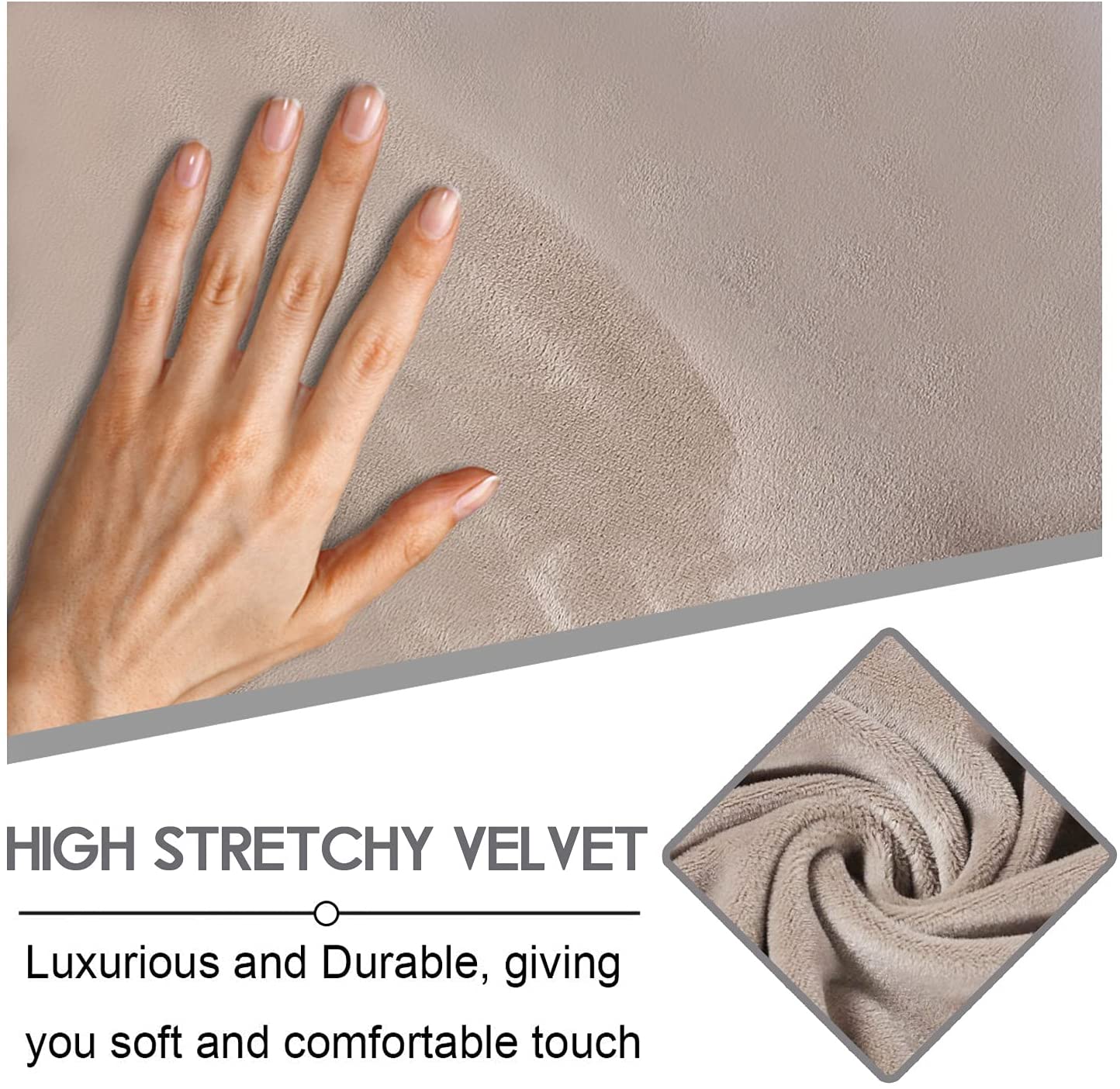 1 Seat Recliner Cover, Velvet Stretch Reclining Chair Covers for 1 Cushion Reclining Sofa, Single Seat Recliner Couch Cover, Thick, Very Soft, Machine Washable, Taupe
