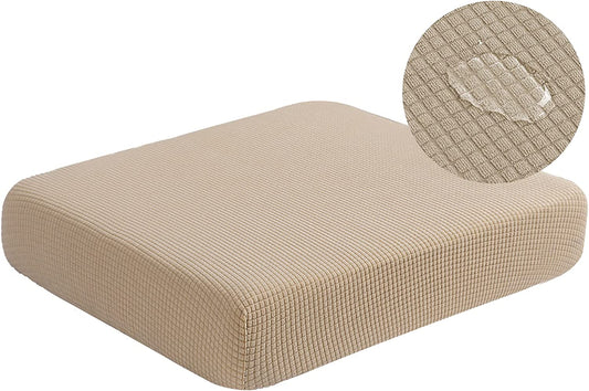 Water Repellent Sofa Couch Cushion Covers Sofa Seat Slipcover Suitable for 1/2/3 Setaer Furniture Protector, Non Slip Small Checks, Sand