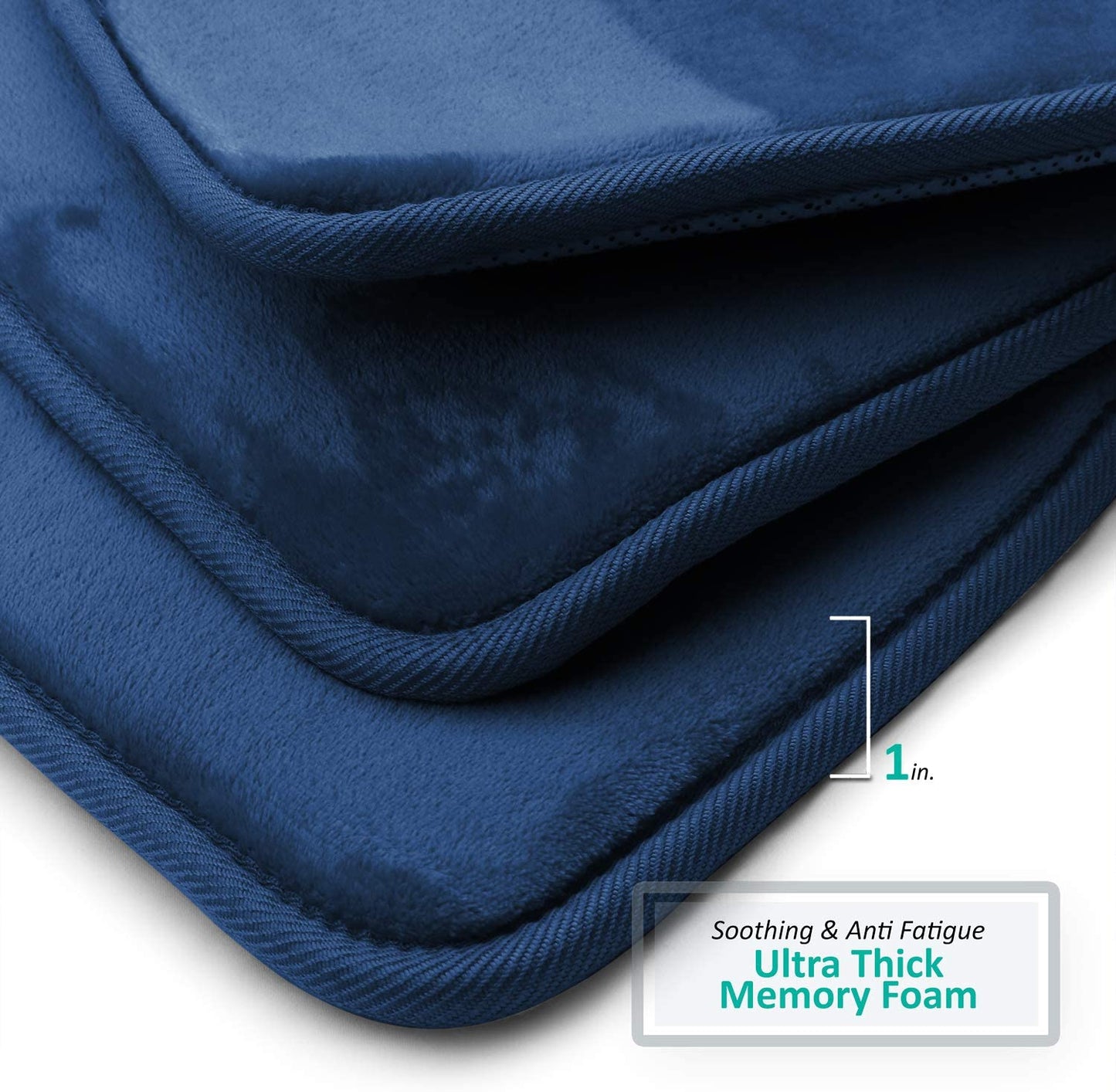 Bathroom Rugs Memory Foam Bath Mat Set for Bathroom, Non Slip Absorbent Velvet - Fast Drying –Bathroom Rug and Contour Rug Set 3 Piece -Navy