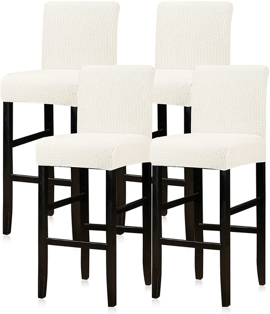 Reusable Pub Counter Stool Chair Covers Set of 2/4/6/8, Ivory