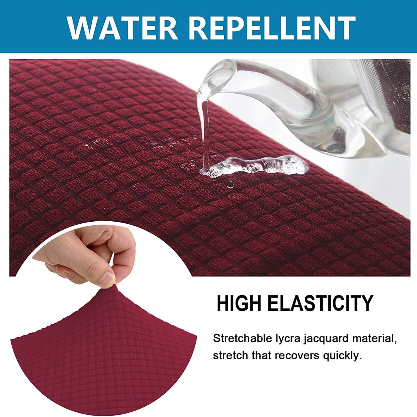 Water Repellent Sofa Couch Cushion Covers Sofa Seat Slipcover Suitable for 1/2/3 Setaer Furniture Protector, Non Slip Small Checks, Wine