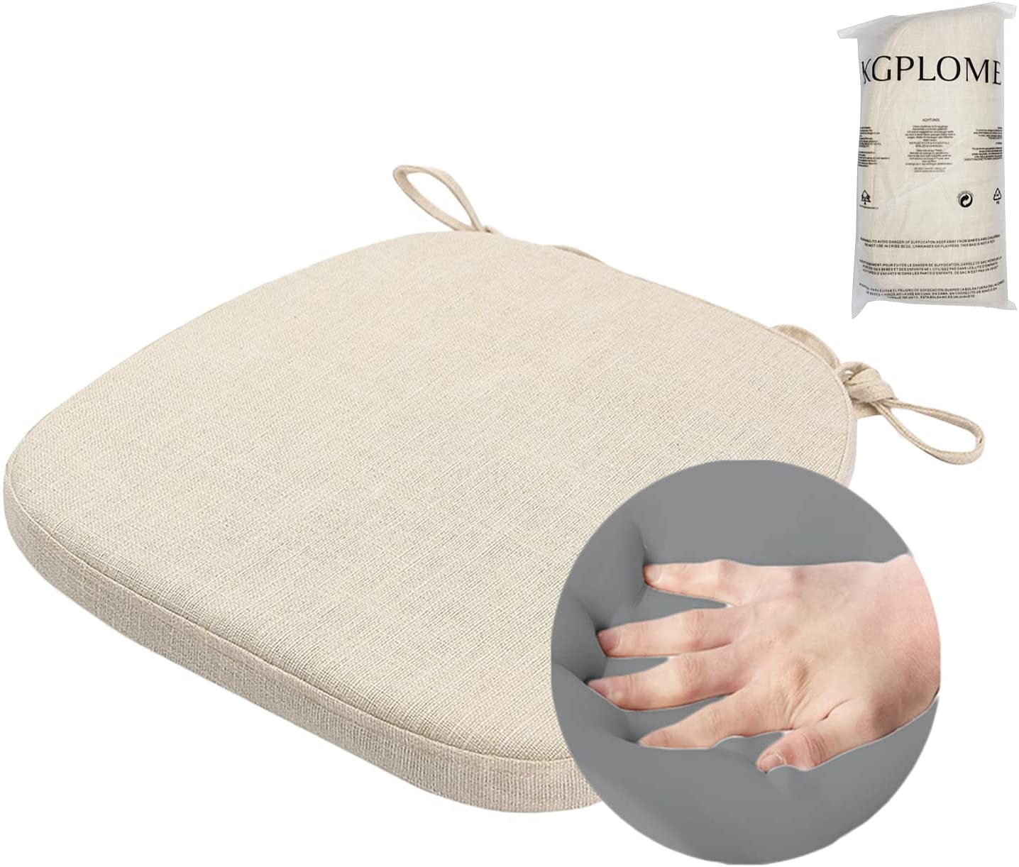 Chair Cushion with Ties for Dining Chairs(1/4/6/8, Beige)