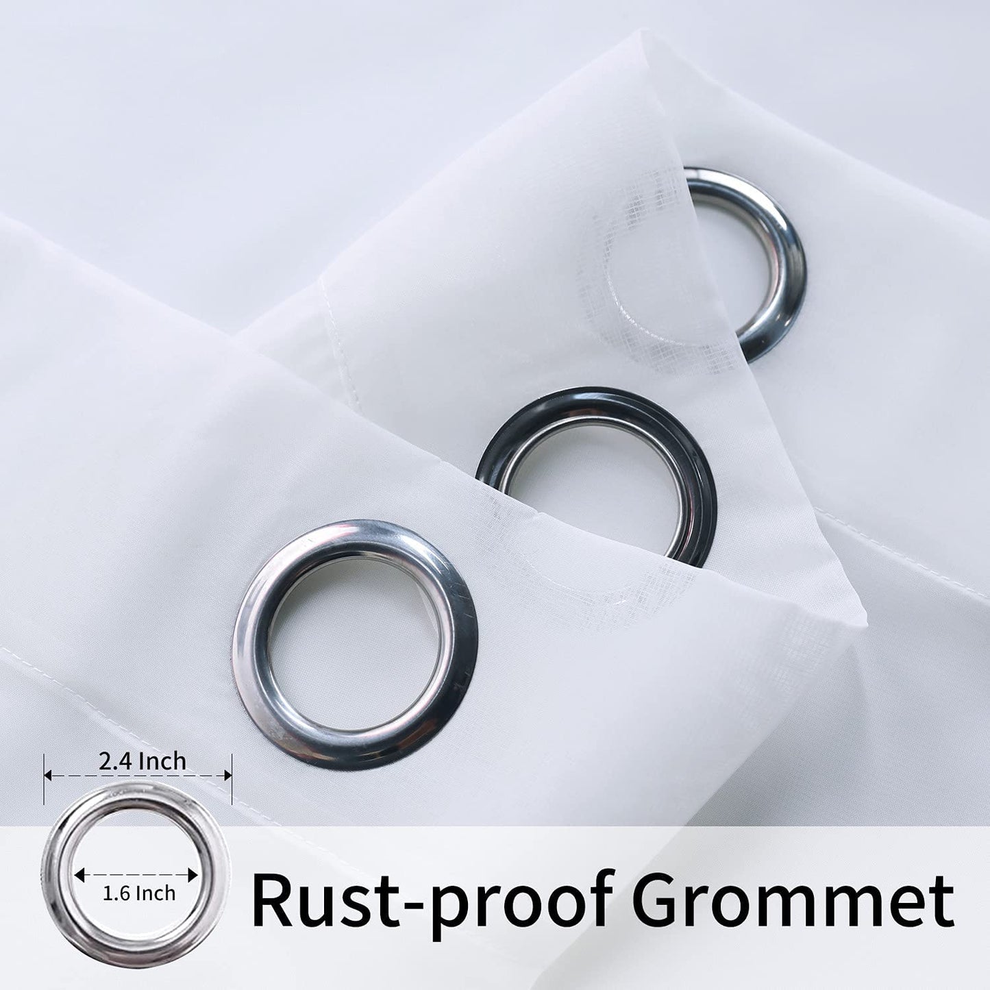 White Outdoor Sheer Curtains for Patio Waterproof - 2 Panels Grommet Indoor Voile Sheer Curtain for Living Room, Bedroom, Porch, Pergola, Cabana,White