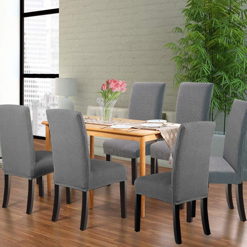 Stretch Dining Room Chair Slipcovers , Set of 2/4/6/8 PCS, Grey