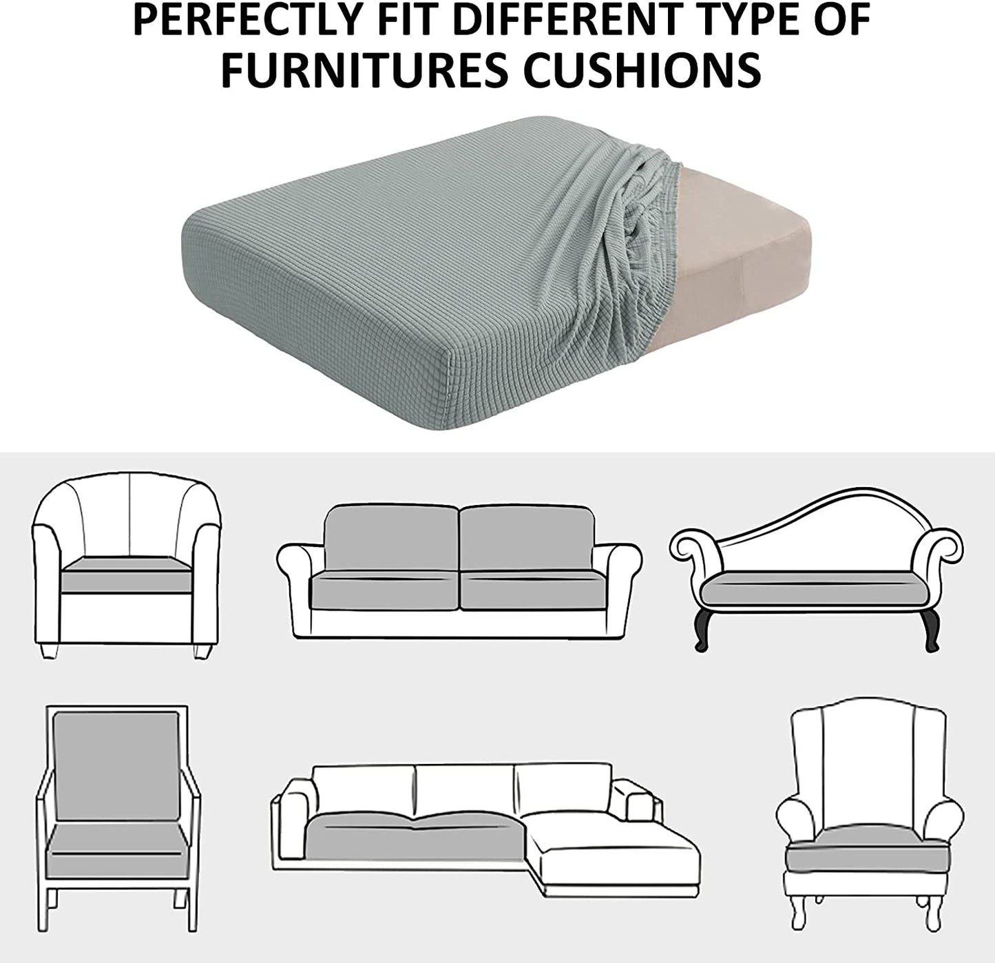 Water Repellent Sofa Couch Cushion Covers Sofa Seat Slipcover Suitable for 1/2/3 Setaer Furniture Protector, Non Slip Small Checks, Grey