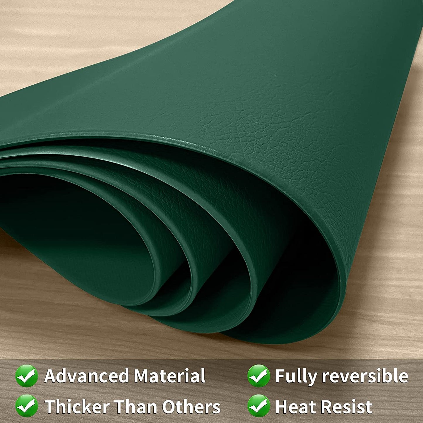 Cozy Life Modern Placemats Set of 4/6/8, Round Leather Placemats for Kitchen Dining Table, Heat Resist Easy to Clean Oval placemats(Green)