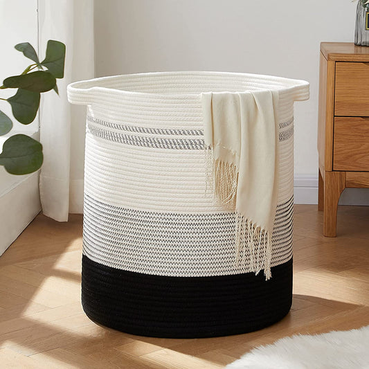 Laundry Baskets Storage Basket with Handles,Decorative Basket for Living room,Woven Storage Basket for Toys Bin-18x16in,Gradient Dark