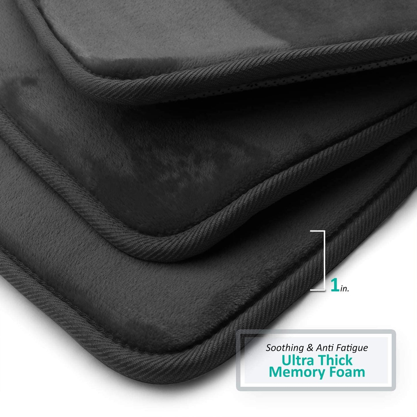 Bathroom Rugs Memory Foam Bath Mat Set for Bathroom, Non Slip Absorbent Velvet - Fast Drying –Bathroom Rug and Contour Rug Set 3 Piece - Black