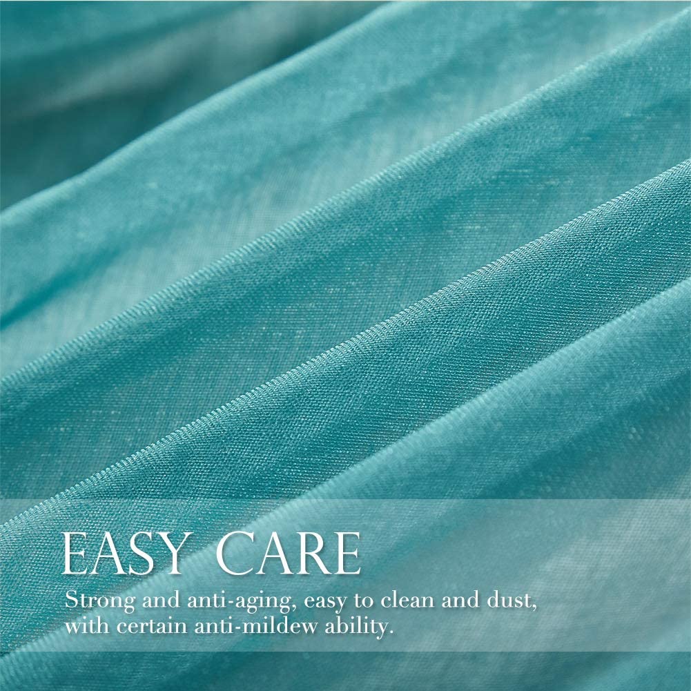 2x Ombre Sheer Curtains Draperies Window Treatment, White and Turquoise