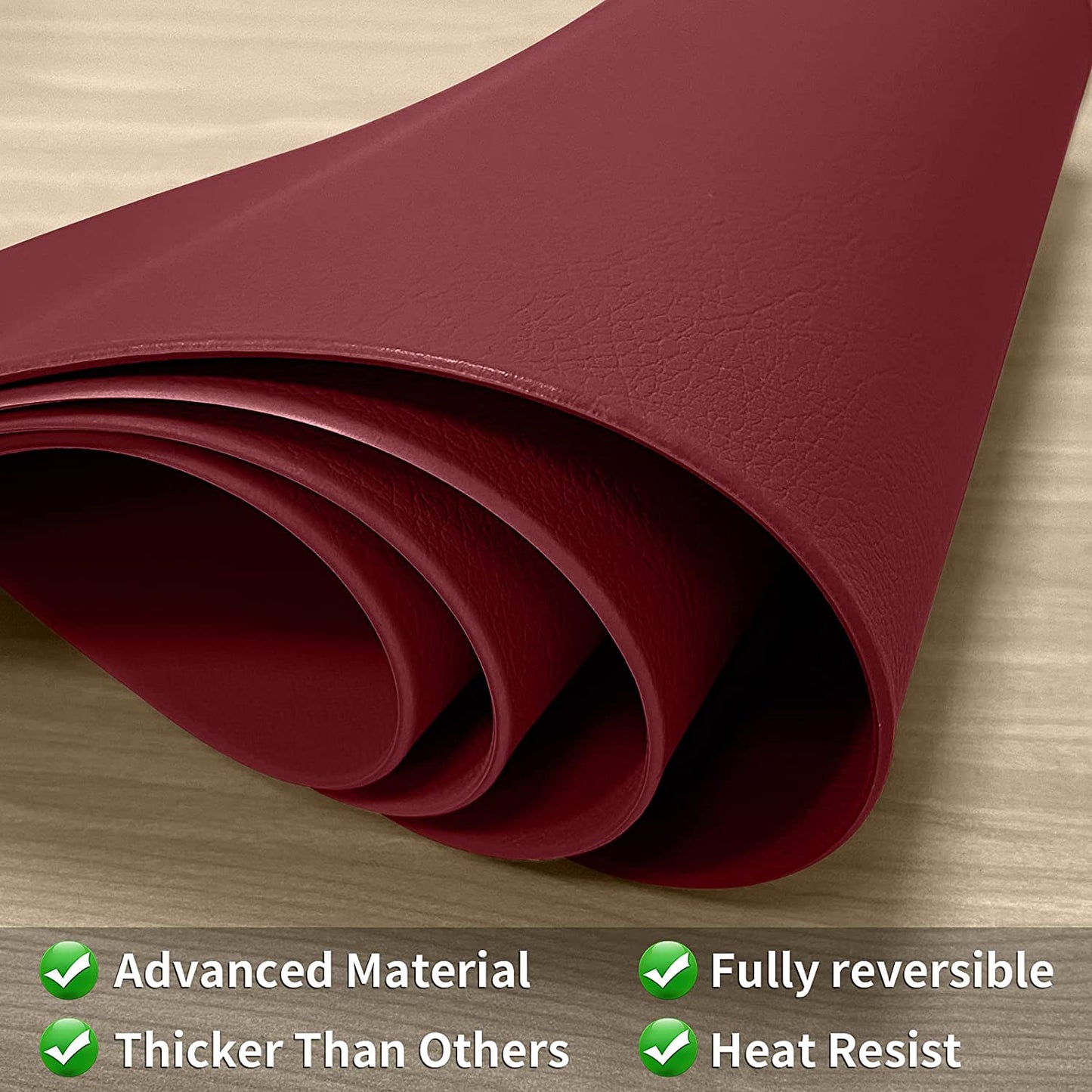 Cozy Life Modern Placemats Set of 4/6/8, Round Leather Placemats for Kitchen Dining Table, Heat Resist Easy to Clean Oval placemats(Red)