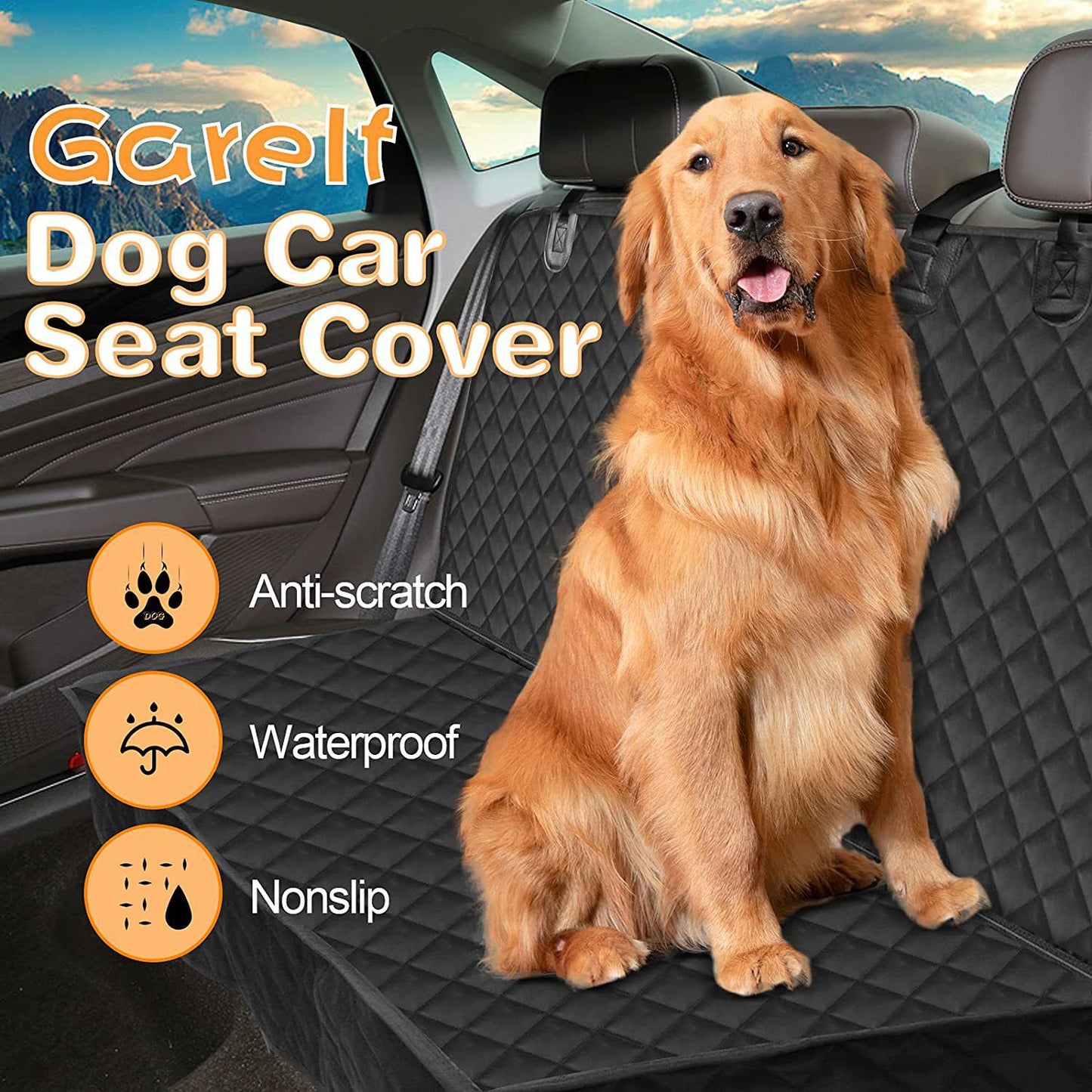 Dog Car Seat Covers, 100% Waterproof Pet Seat Cover，Scratch Proof, Heavy Duty and Nonslip Pet Bench Seat Cover,Capable for Cars, Trucks & SUVs