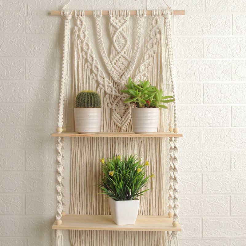 Wall Hanging Decor, Geometric Woven Tapestry Rack,Chic Cotton Handmade Bohemian Art, 44 x 105cm