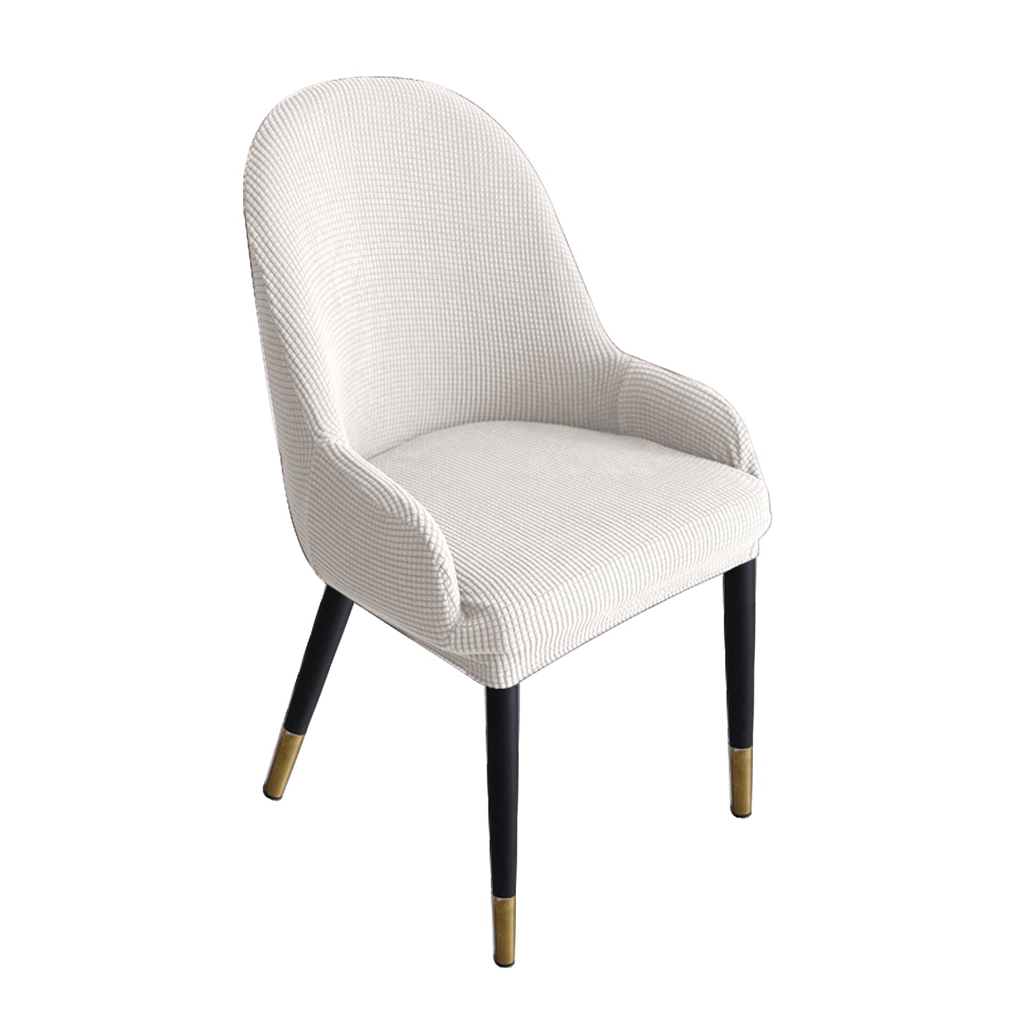 Dining Room Chair Pineapple Elastic Simple Semicircular Handrail Kitchen Chair Covers Protectors,Set of 2/4/6/8 (White)