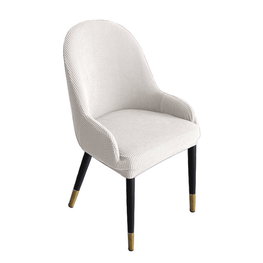 Dining Room Chair Pineapple Elastic Simple Semicircular Handrail Kitchen Chair Covers Protectors,Set of 2/4/6/8 (White)