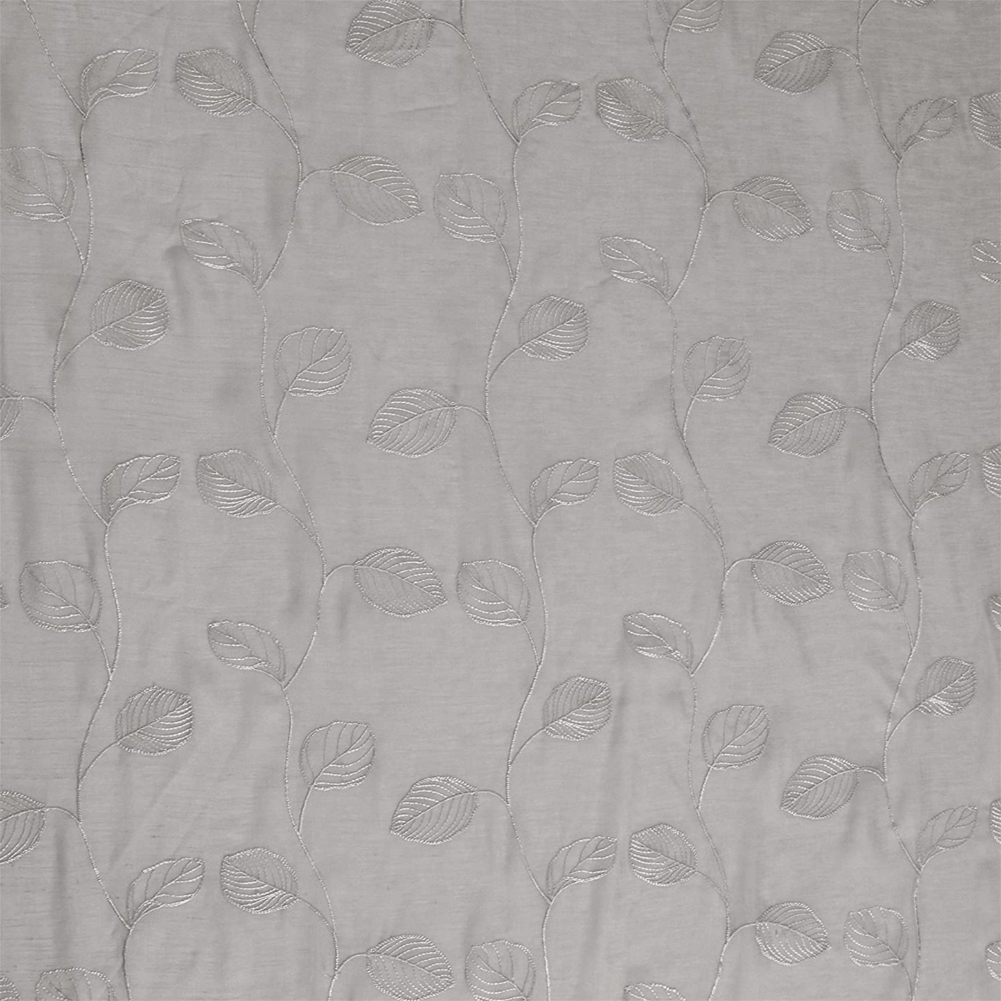 2 Pieces Grey Sheer Curtains , Embroidered Semi Sheer Grommet Floral Leaf Window Curtains & Drapes for Living Room Kitchen Bedroom Curtains