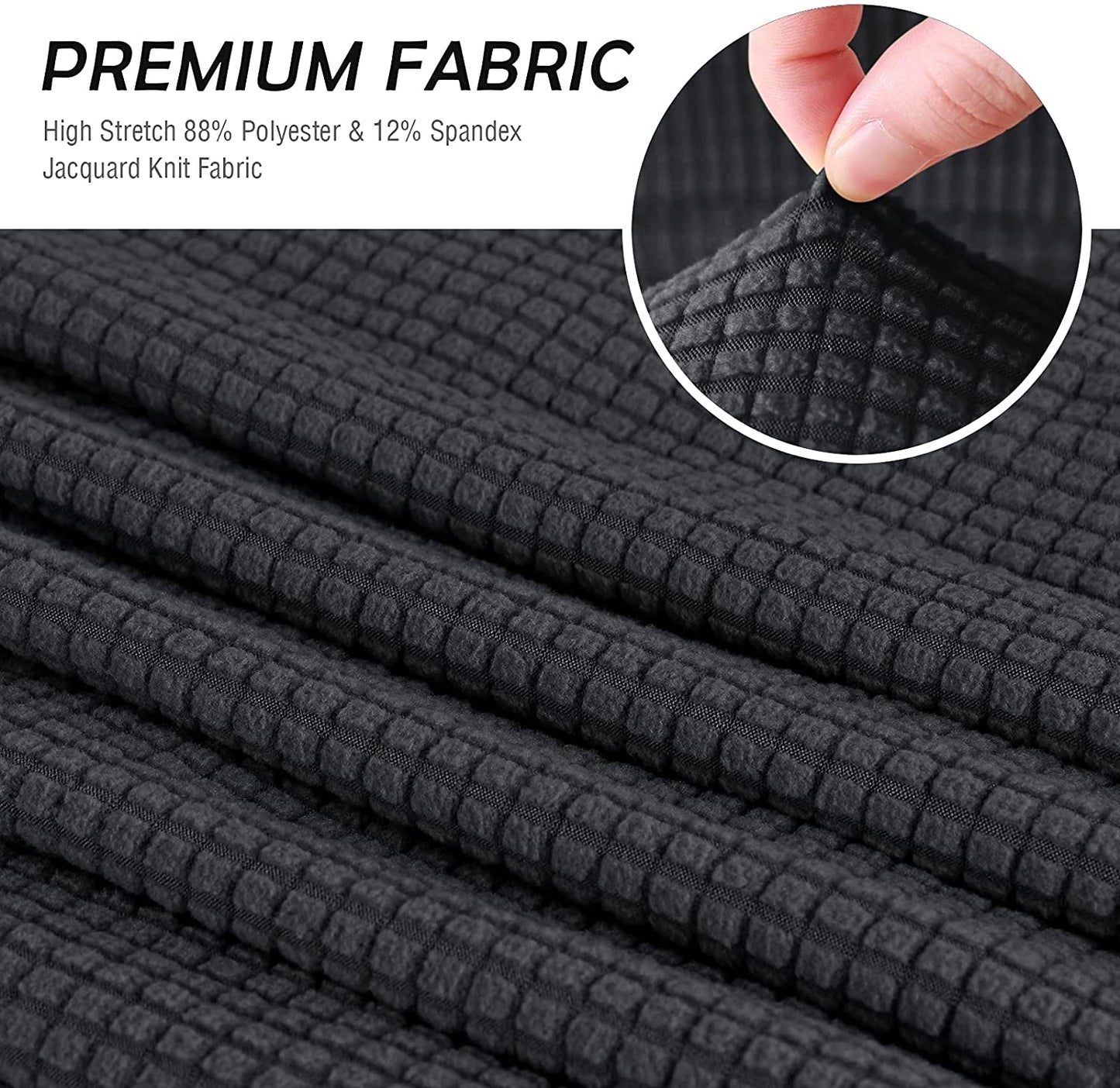 Recliner Sofa Covers Stretch for 1/2/3 Seats Jacquard Pattern Furniture Protector, Black