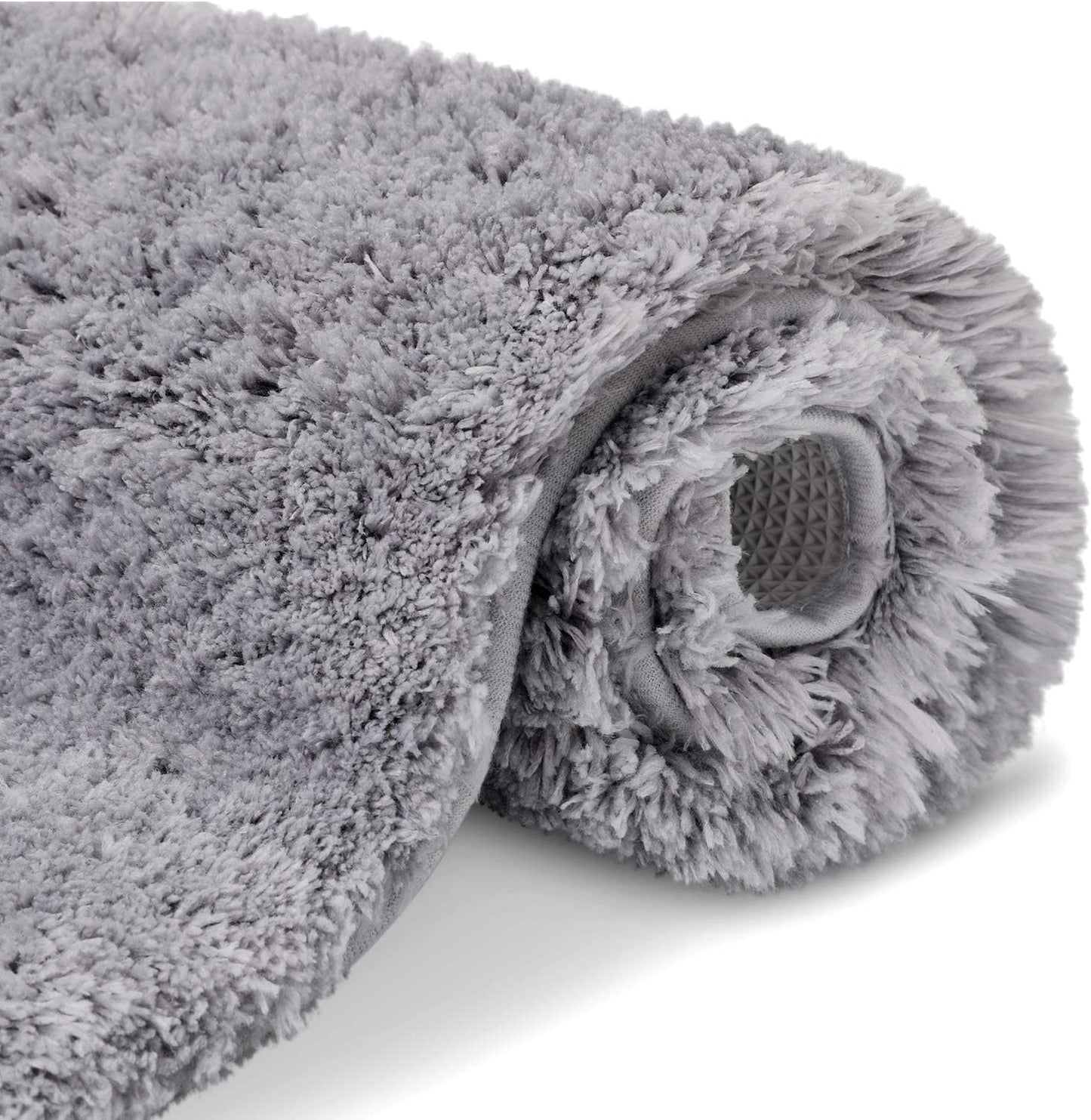 Bathroom Rug Bath Mat, Water Absorbent Shaggy Bathroom Mat, Non Slip Microfiber Machine Washable Bathroom Mat for Bathroom, Shower, Tub, Gray