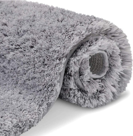 Bathroom Rug Bath Mat, Water Absorbent Shaggy Bathroom Mat, Non Slip Microfiber Machine Washable Bathroom Mat for Bathroom, Shower, Tub, Gray