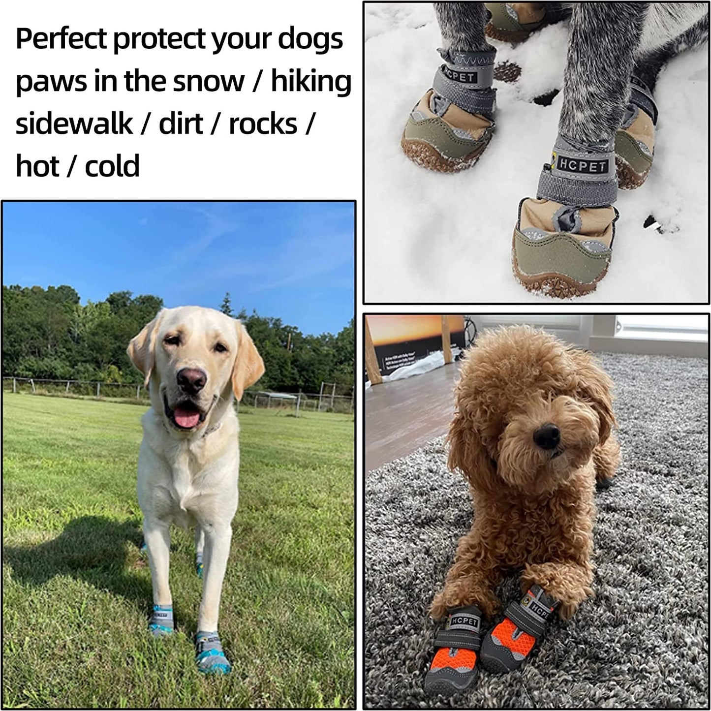 Dog Boots Breathable Dog Shoes for Small Medium Large Dogs, Anti-Slip Puppy Booties Paw Protector with Reflective Straps 4Pcs, Coffee