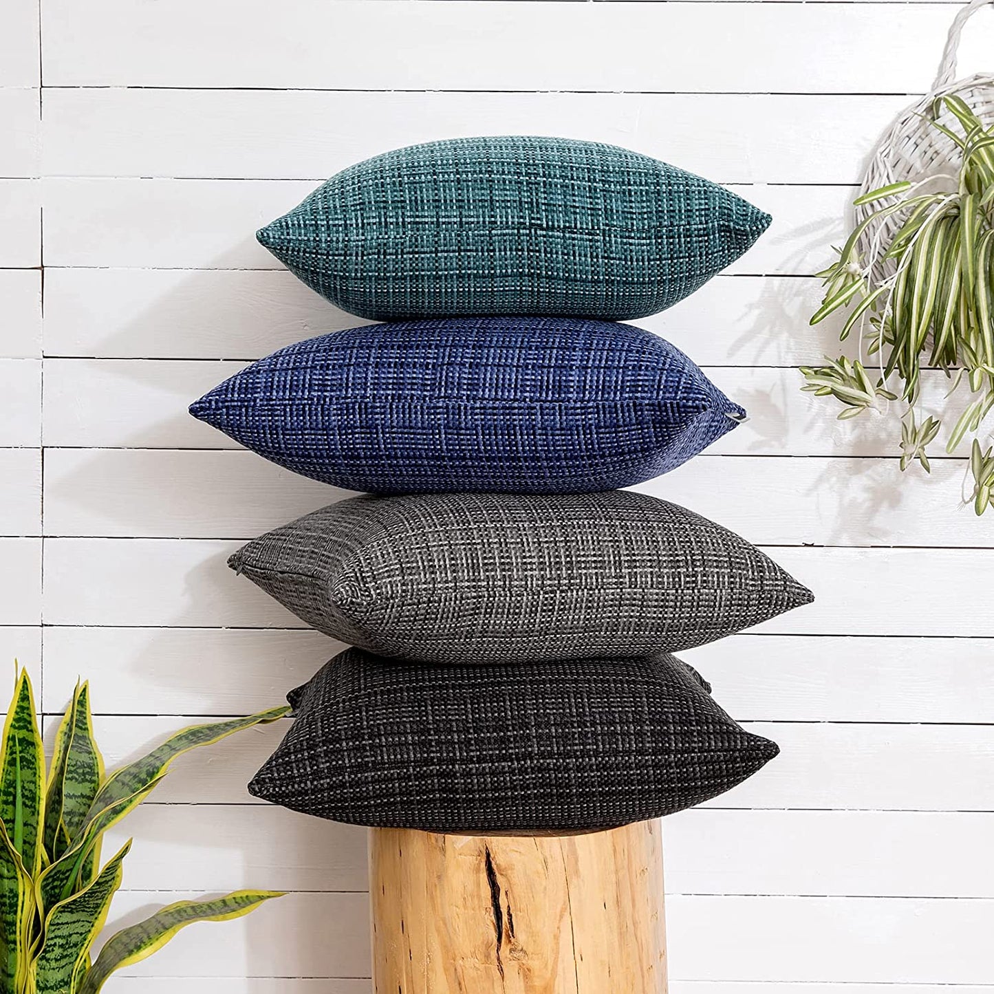 Outdoor Waterproof Throw Pillows Pack of 2, Black