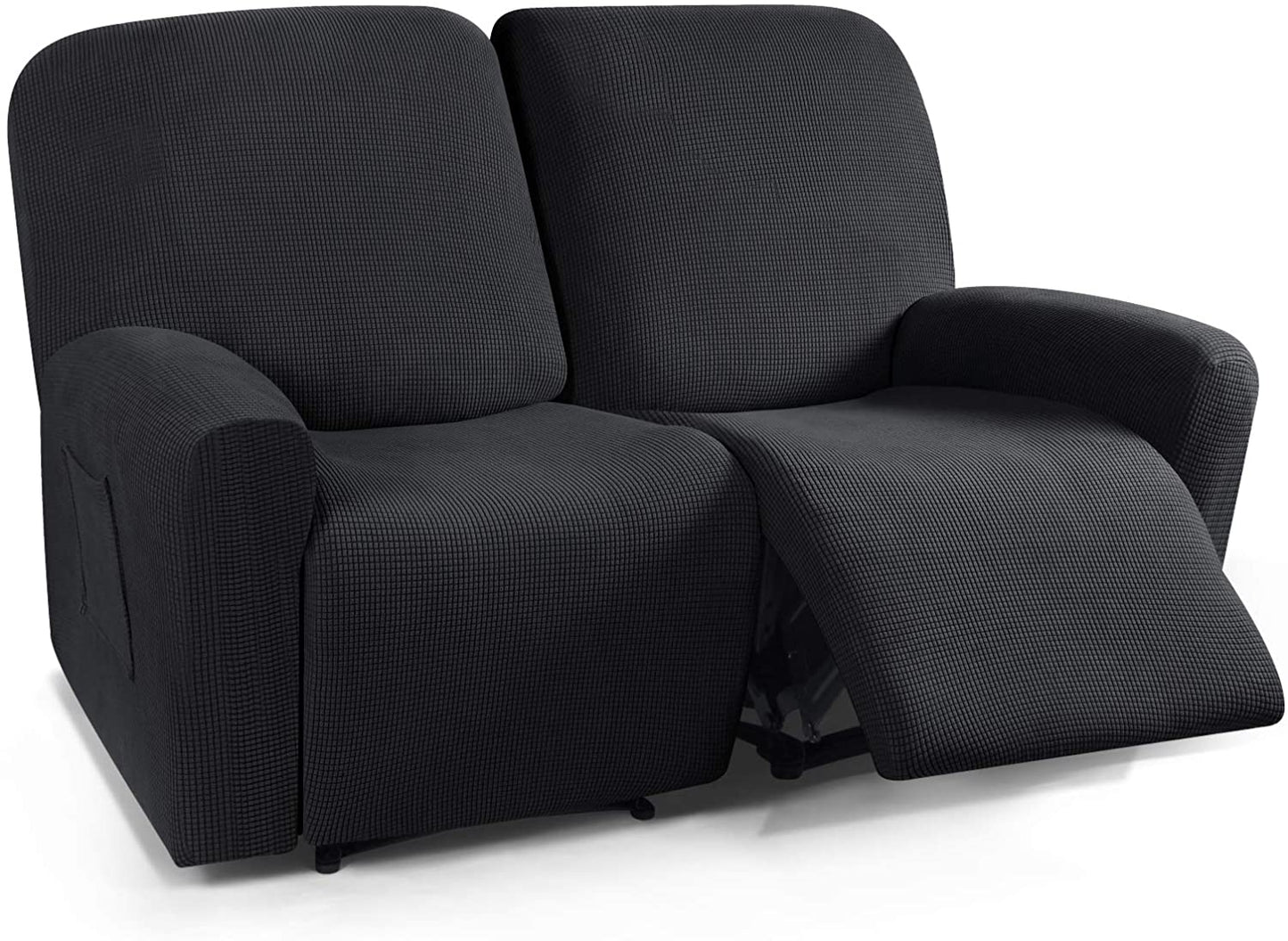 Recliner Sofa Covers Stretch for 1/2/3 Seats Jacquard Pattern Furniture Protector, Black