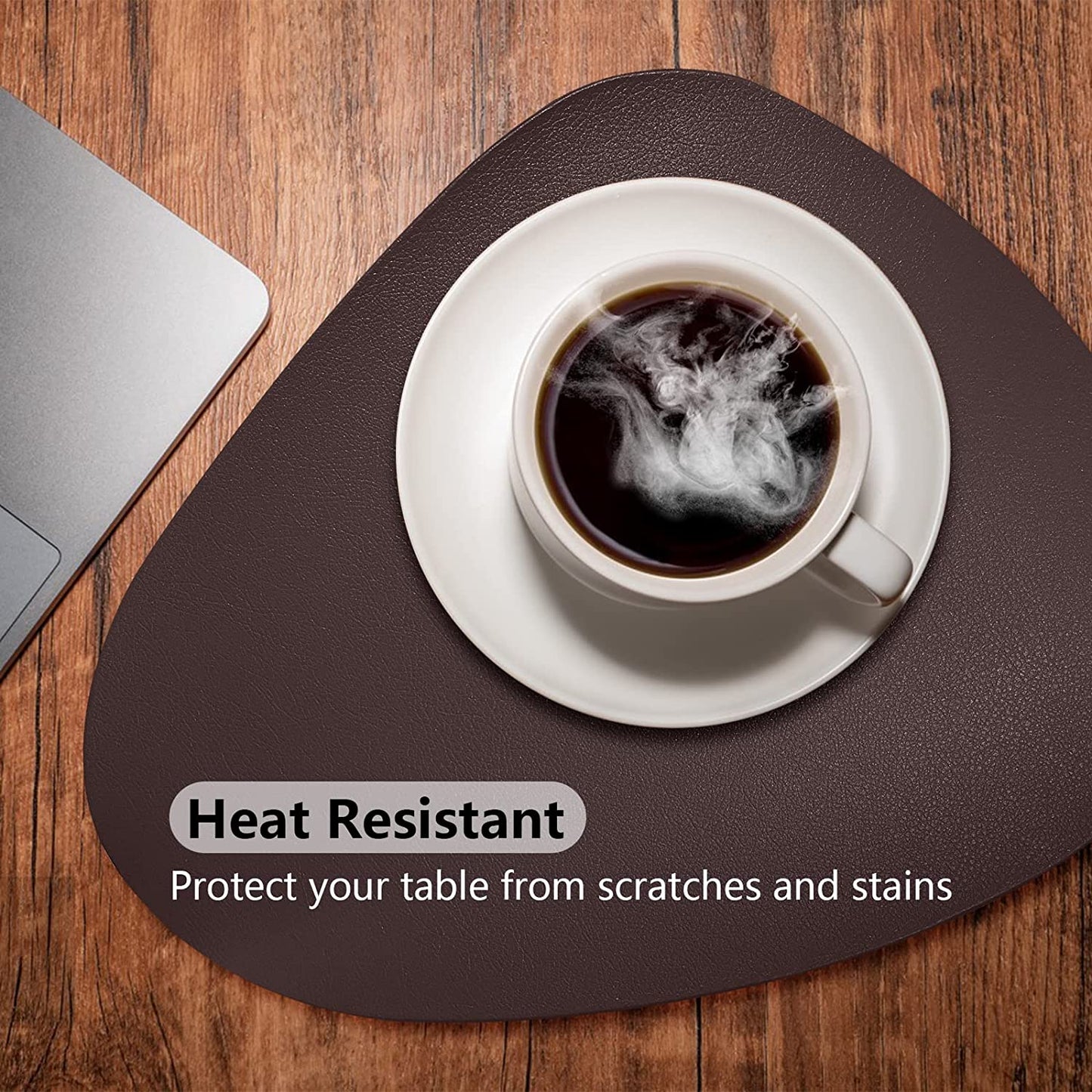 Cozy Life Modern Placemats Set of 4/6/8, Round Leather Placemats for Kitchen Dining Table, Heat Resist Easy to Clean Oval placemats(Brown)