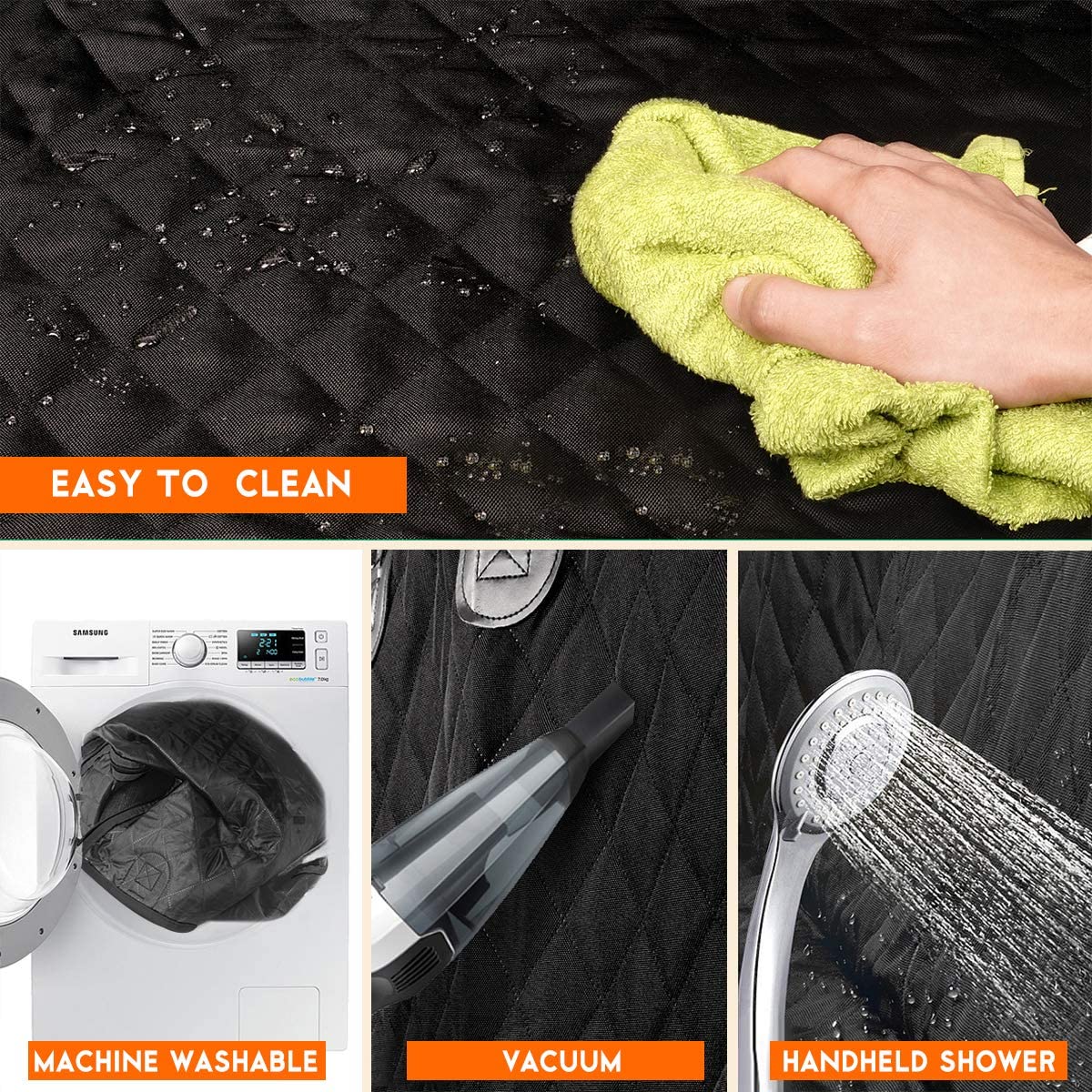 Dog Car Seat Cover, Back Seat Cover for Dogs Pet Car Seat Protector Waterproof Bench Car Seat Cover - Black