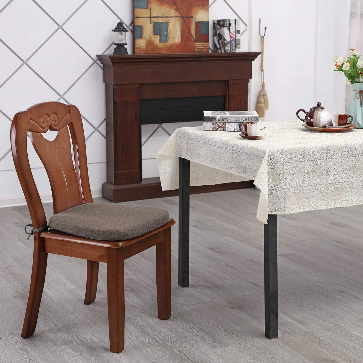 Chair Cushion with Ties for Dining Chairs (1/4/6/8 PCS, Brown)