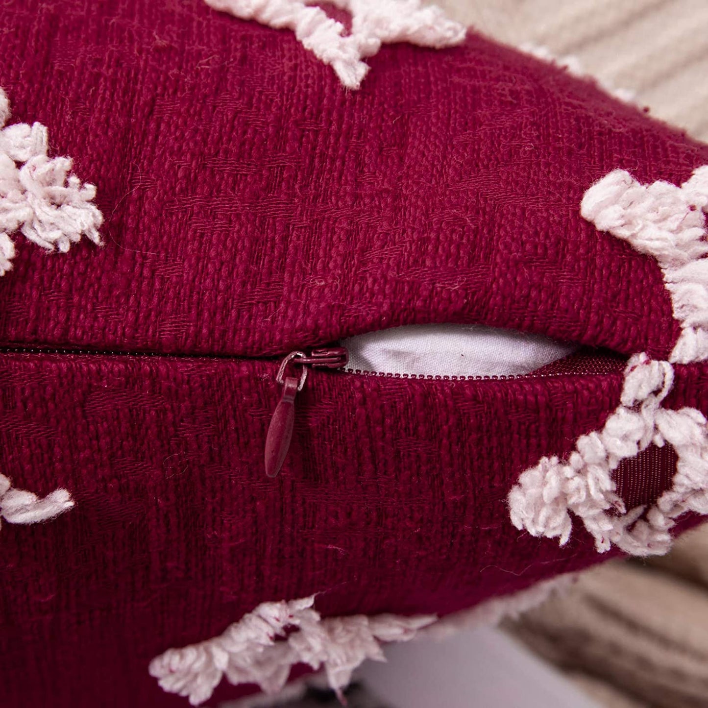 Velvet Throw Pillow Diamond Jacquard Soft Couch Pillows Set of 2 (Inserts + Pillow Covers, Burgundy)