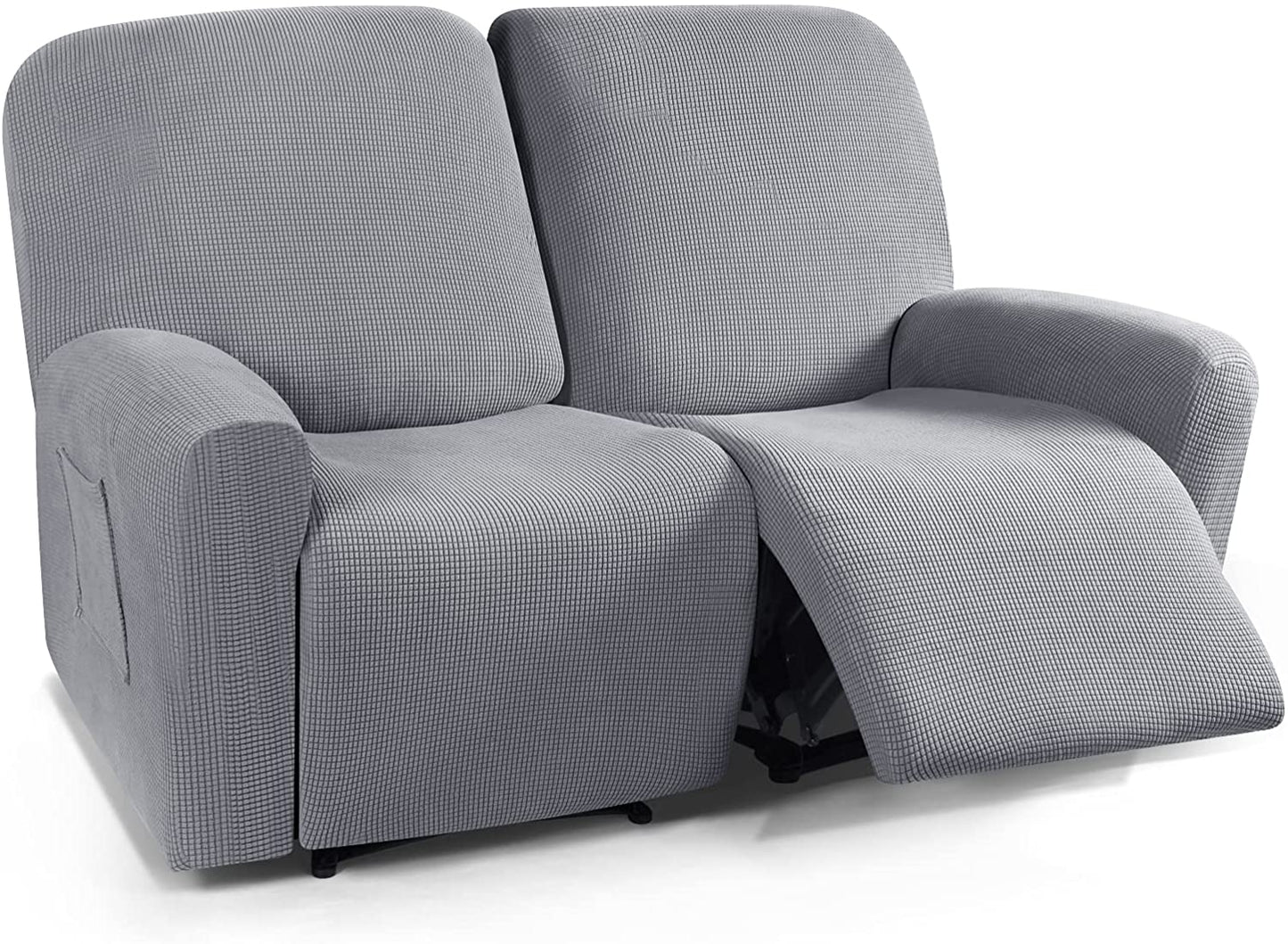 Recliner Sofa Covers Stretch for 1/2/3 Seats Jacquard Pattern Furniture Protector, Light Grey