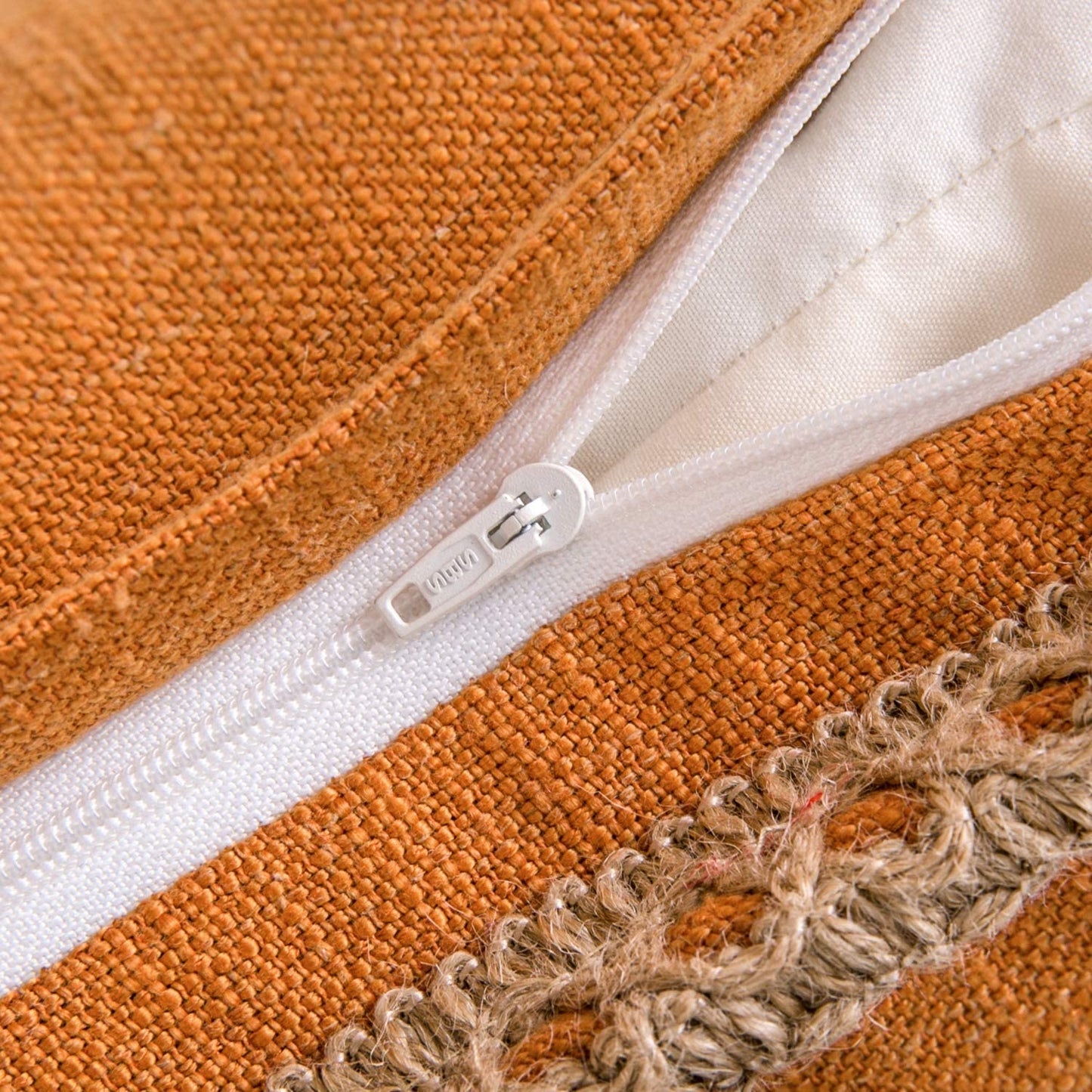 Pack of 2 Farmhouse Decorative Throw Pillow Covers Burlap Linen Trimmed Tailored Edges ,for Couch Sofa Living Room Decor - Orange