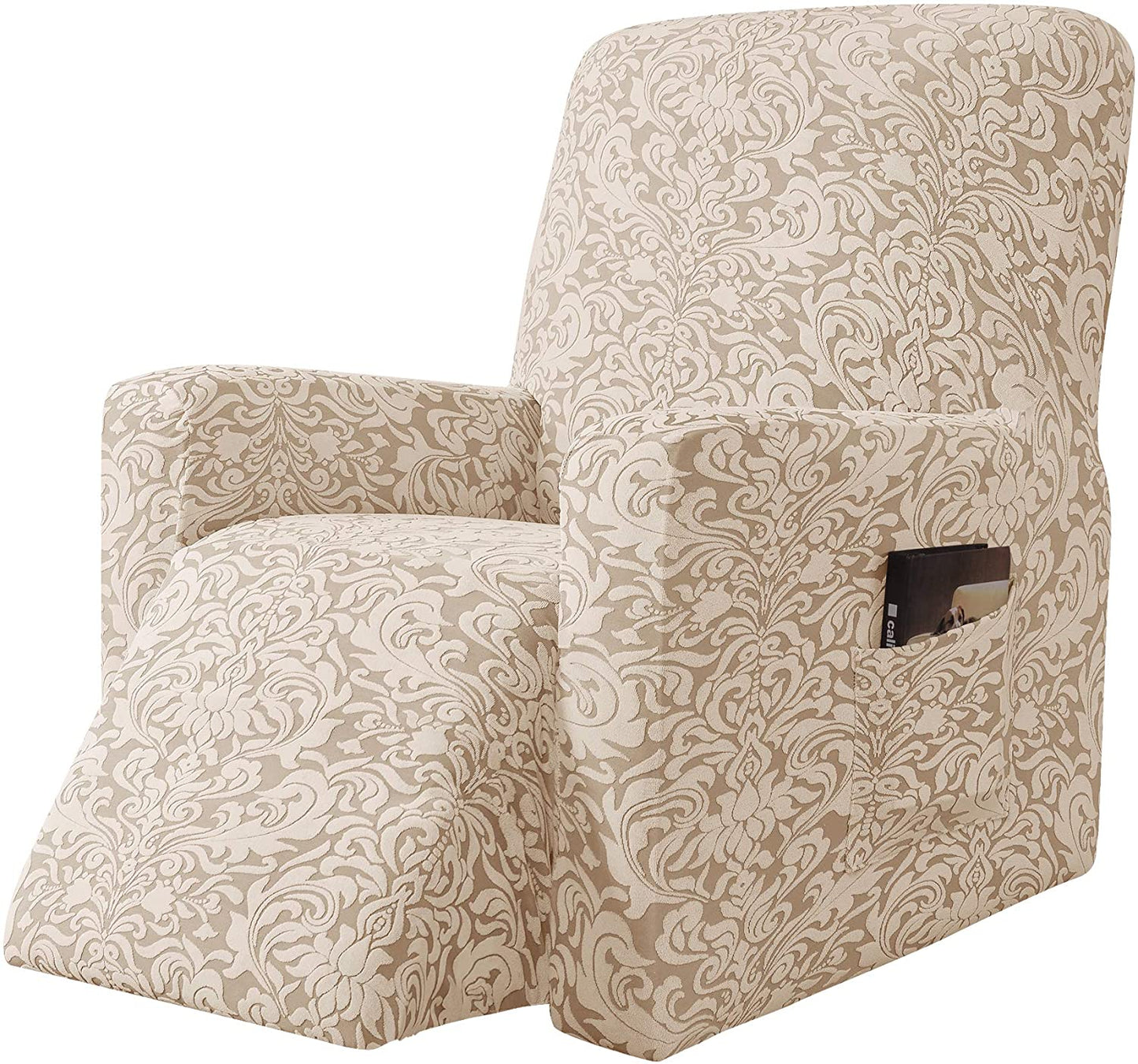 Stretch Rocking Recliner Silpcover with Side Pocket, Linen