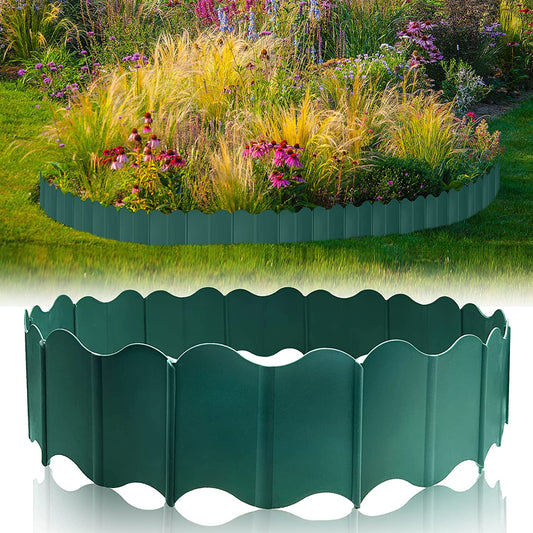 Garden Edging Border, 20PCS Landscape Edging, Plastic Lawn Garden Fence Edging, Decorative Garden Border Edging for DIY Outdoor Patio Yard(Green)