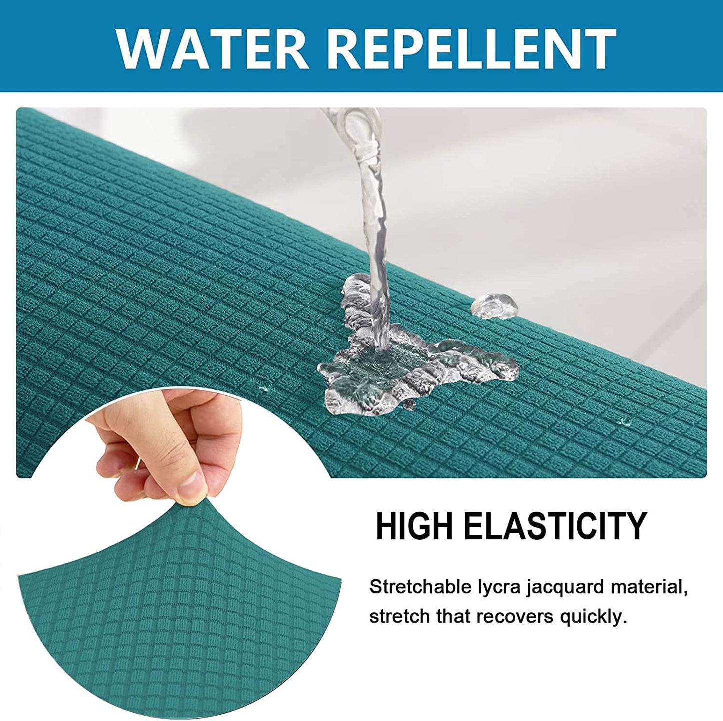 Water Repellent Sofa Couch Cushion Covers Sofa Seat Slipcover Suitable for 1/2/3 Setaer Furniture Protector, Non Slip Small Checks, Dark Teal