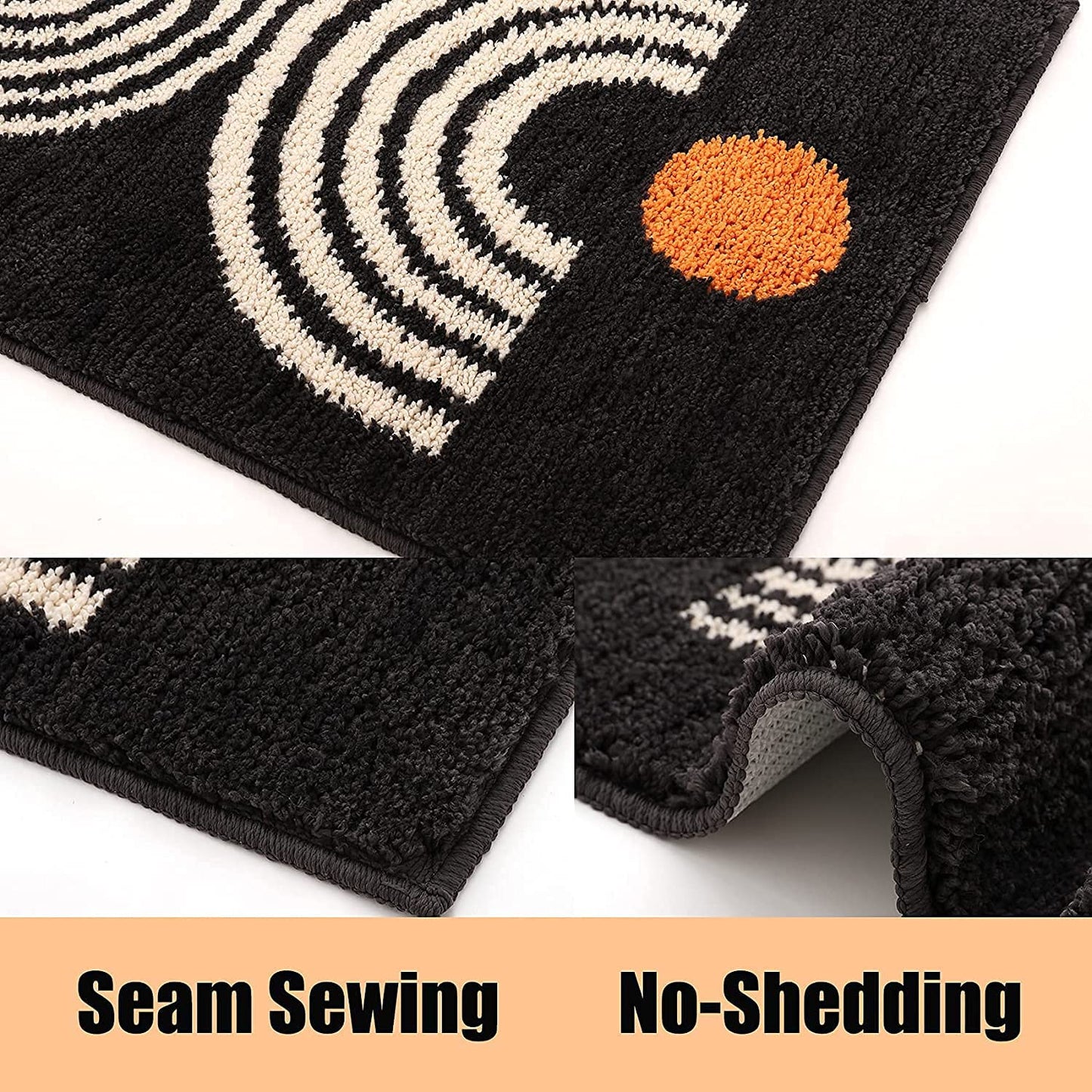 Bath Rugs Set of 2pcs  Non-Slip (45cm x 70cm&50cm x 80cm, Dark Grey)