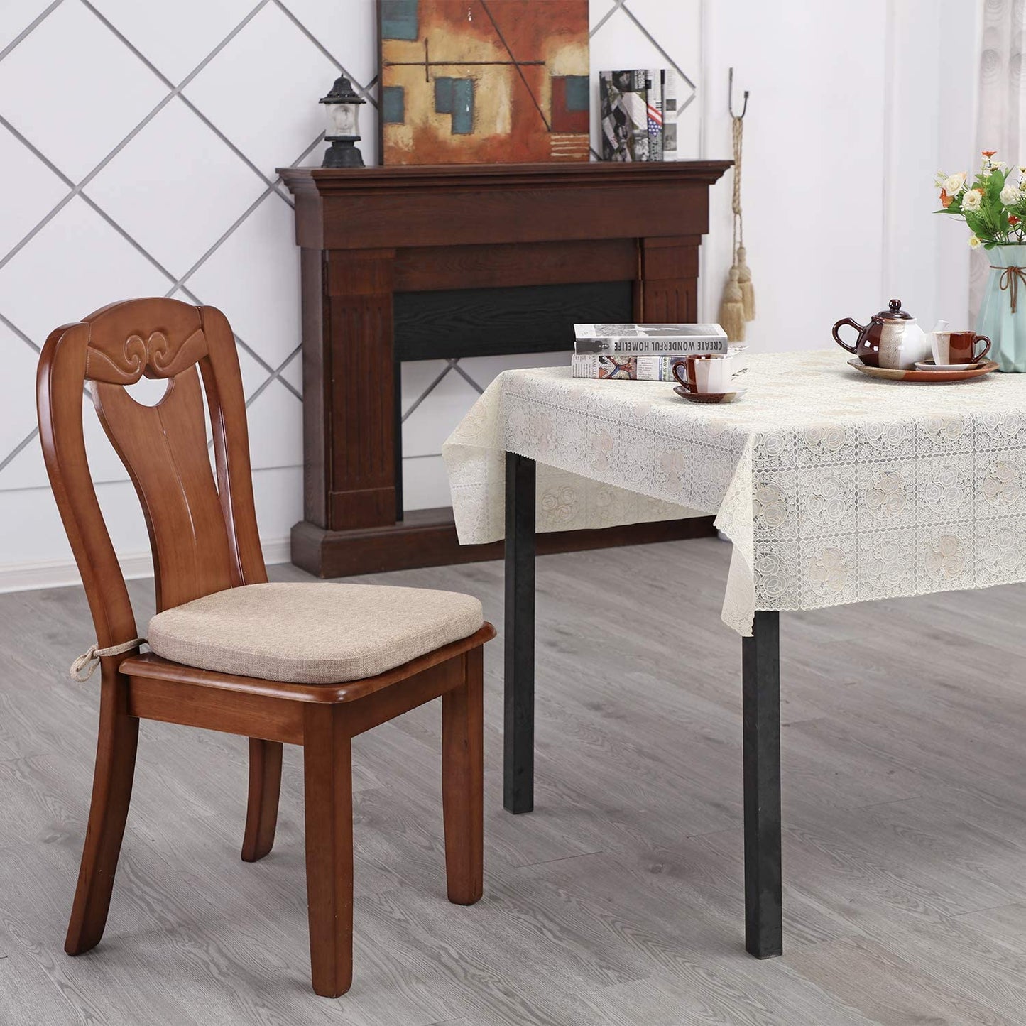 Chair Cushion with Ties for Dining Chairs (1/4/6/8 PCS, Linen)