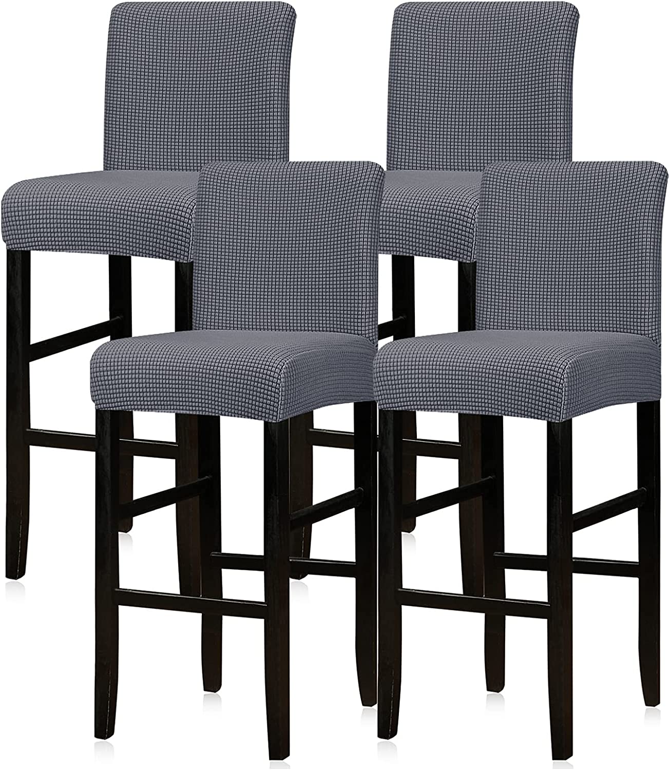 Reusable Pub Counter Stool Chair Covers Set of 2/4/6/8, Grey