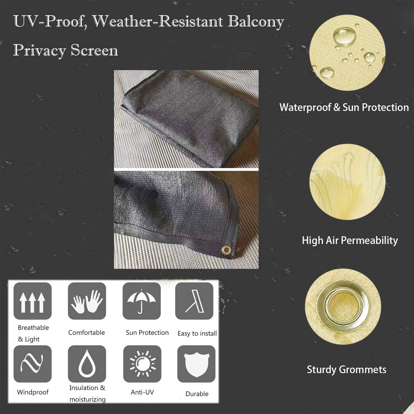 Balcony Privacy Screen Fence Cover, Privacy Screen UV-Resistant Visibility Reduction Fence Screen for Balcony, Backyard, Patio, Porch, Garden (Grey)
