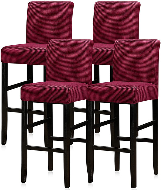 Reusable Pub Counter Stool Chair Covers Set of 2/4/6/8, Wine