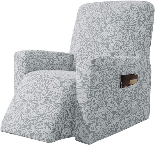 Stretch Rocking Recliner Silpcover with Side Pocket, Light Smoky Gray