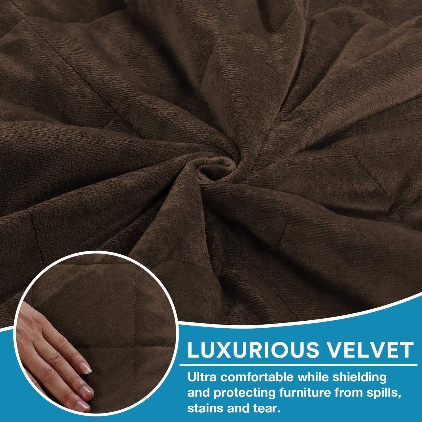 Recliner Covers Velvet Slip Resistant Recliner Sofa Slipcover Seat  Couch Furniture Protector with Elastic Straps Recliner Cover - Brown