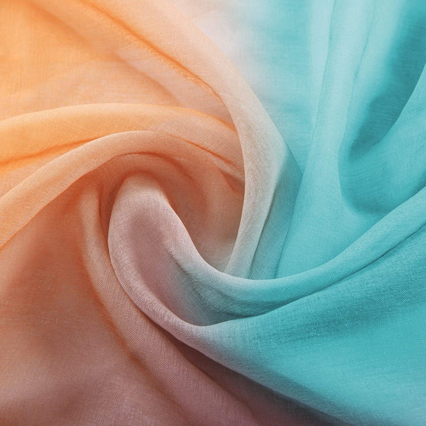 Ombre Sheer Curtains for Bedroom 2 Pieces Set Reversible Lemon Orange and Green