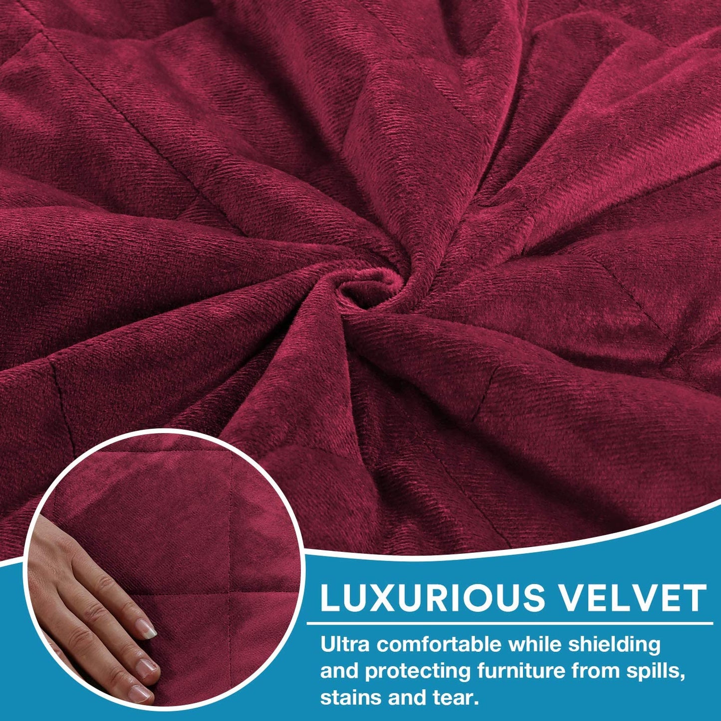 Recliner Covers Velvet Slip Resistant Recliner Sofa Slipcover Seat  Couch Furniture Protector with Elastic Straps Recliner Cover - Burgundy