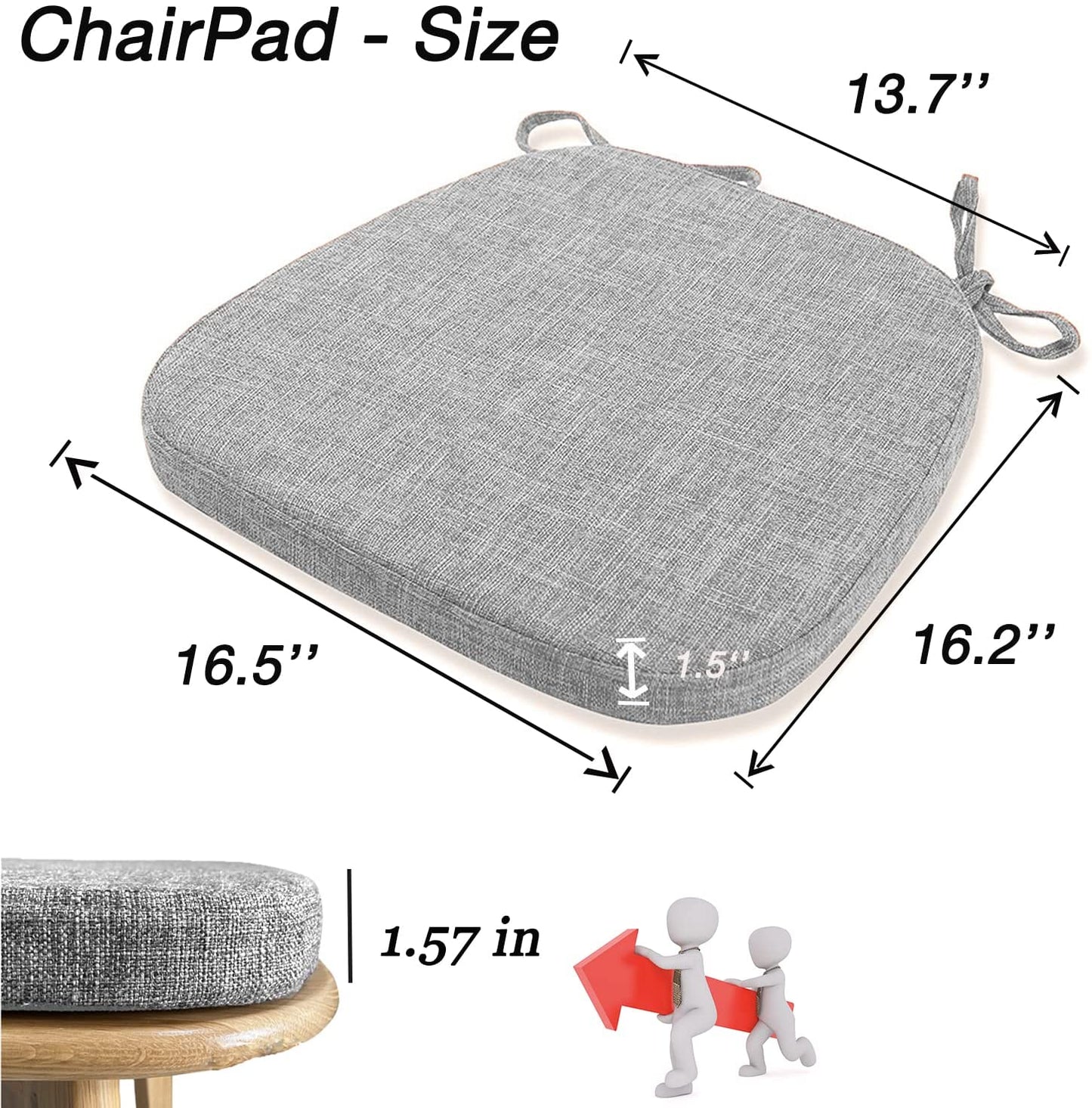 Chair Cushion with Ties for Dining Chairs (1/4/6/8 PCS, Dove)
