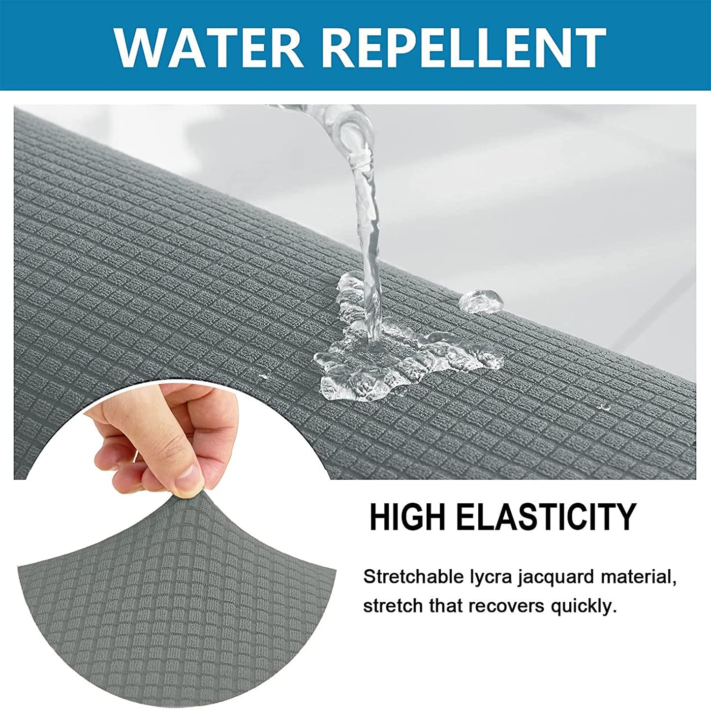 Water Repellent Sofa Couch Cushion Covers Sofa Seat Slipcover Suitable for 1/2/3 Setaer Furniture Protector, Non Slip Small Checks, Grey