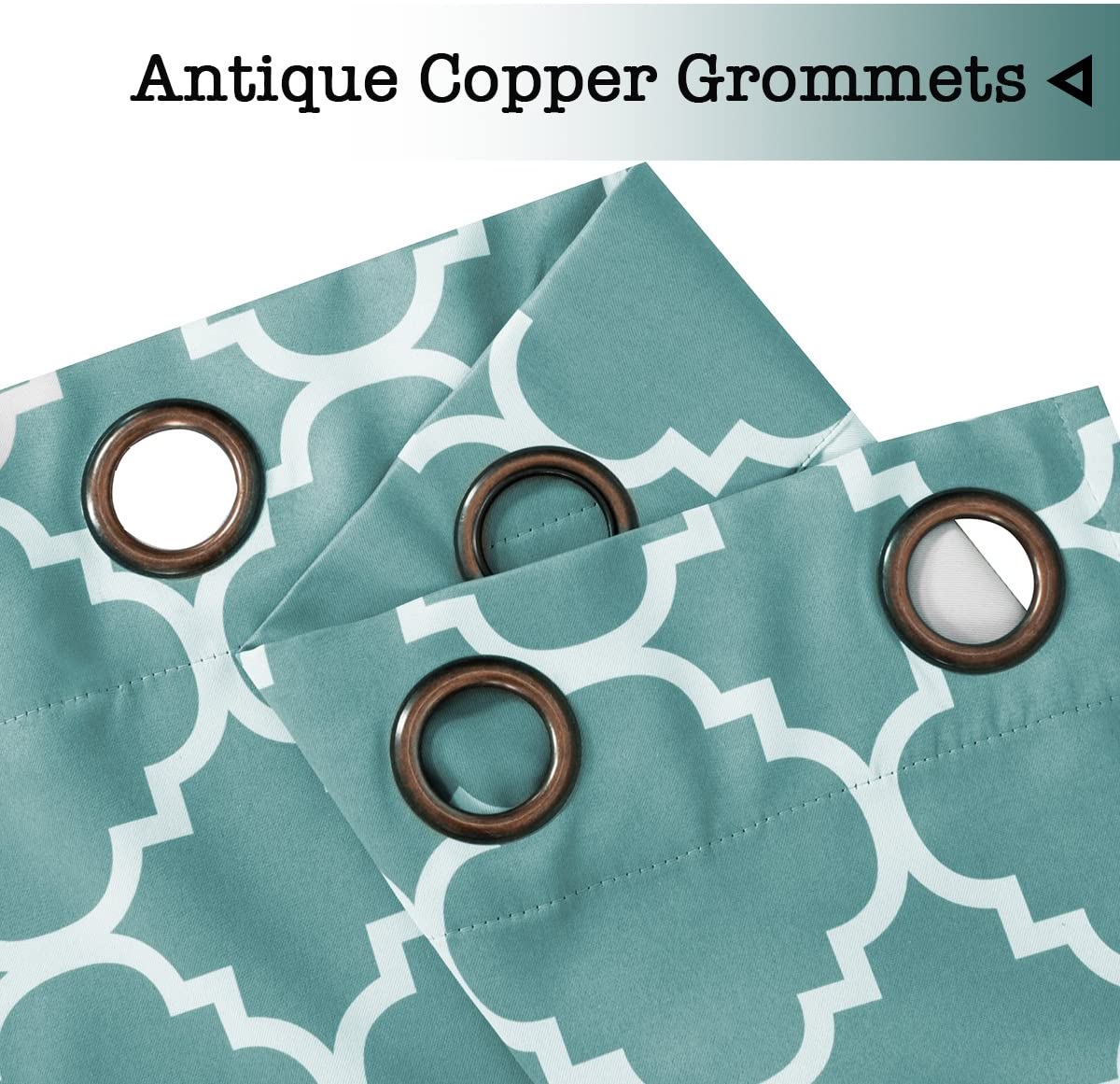 Extra Wide Curtain for Sliding Glass Door Moroccan Tile Quatrefoil Pattern, Aqua and White