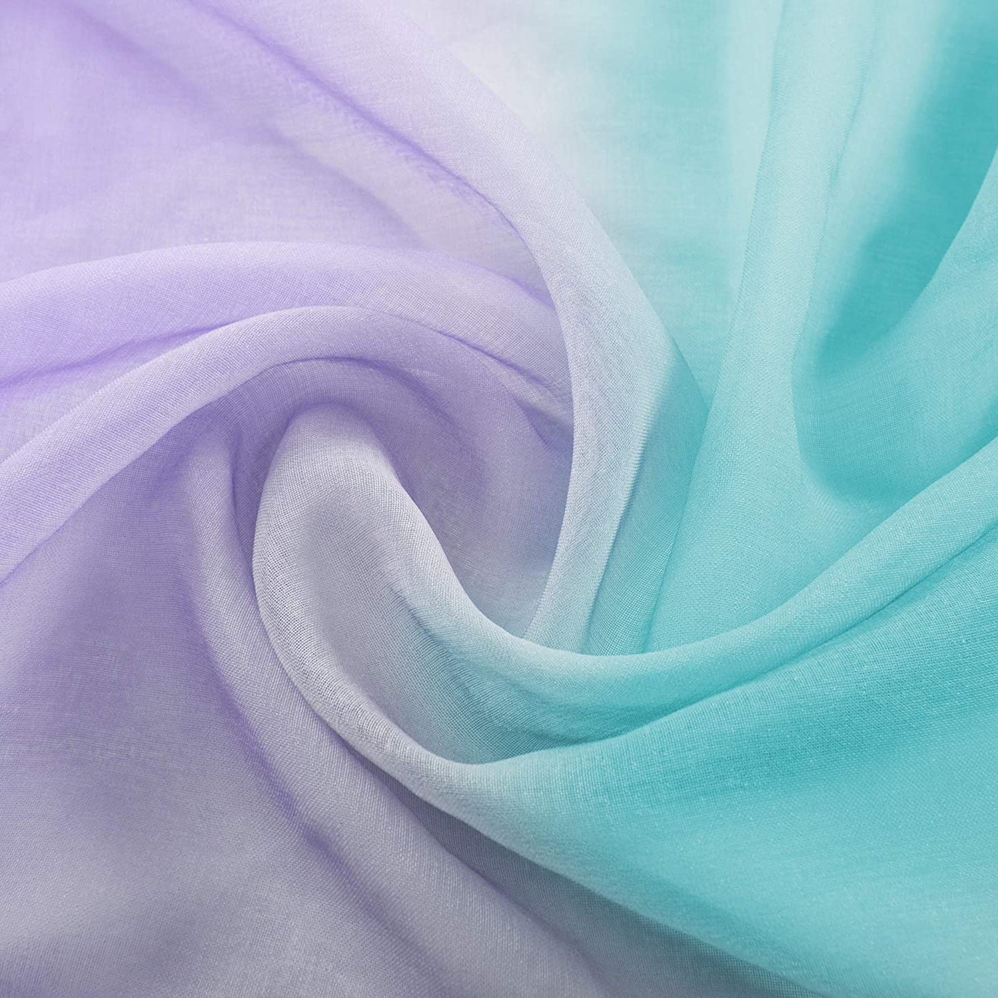 Ombre Sheer Curtains for Bedroom 2 Pieces Set Reversible for Living Room Lemon Green and Purple