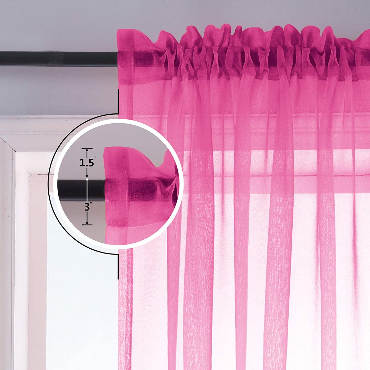 Ombre Sheer Curtains for Bedroom 2 Pieces Set Reversible Pink and Purple
